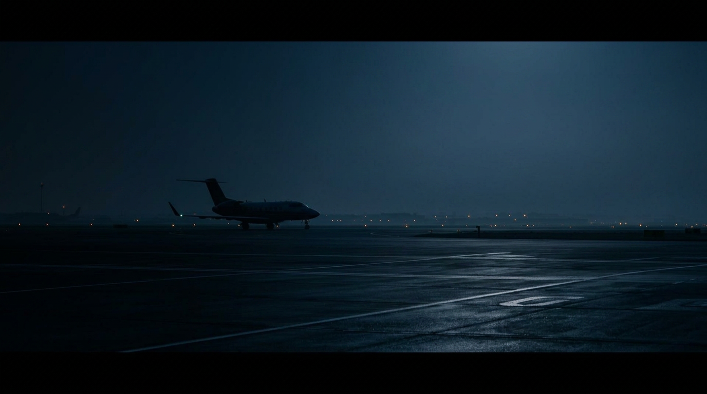 Empty airport tarmac at sunrise